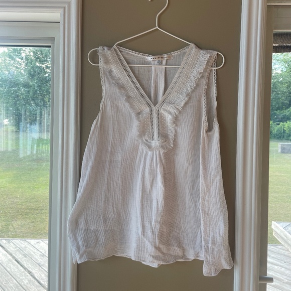 Max Studio White Cotton Top - Size Small - Picture 1 of 4